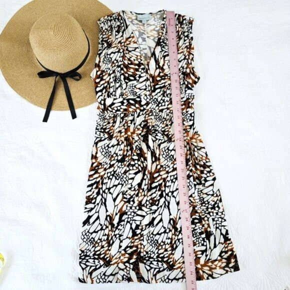 Veronica M. Women's Mini Dress Size Large Brown Black Sleeveless V-Neck Stretch - Picture 8 of 13